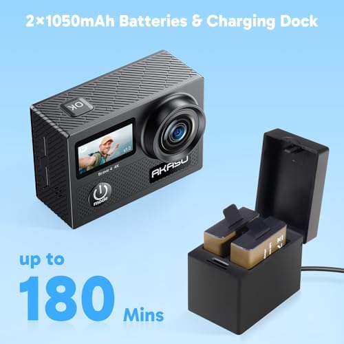 AKASO Brave 4 Action Camera 4K 30fps with 64GB MicroSD U3 Card Bicycle Helmet Accessories Kit Bundle, 20MP Ultra HD 131FT Waterproof Underwater Camera EIS WiFi Remote Control 5X Zoom Sport Cameras : Electronics - Image 5