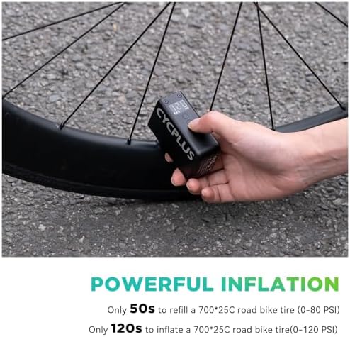 CYCPLUS AS2 PRO Tiny Bicycle Pump with Gauge, Max 120 PSI Electric Mini Pump, Auto Stop, with Presta and Schrader Valve for E-Bike, MTB, and Road Bike (2025 Updated Version) : Sports & Outdoors - Image 3