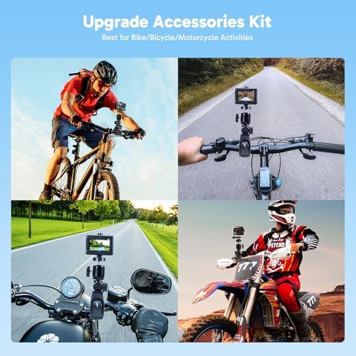 AKASO Brave 4 Action Camera 4K 30fps with 64GB MicroSD U3 Card Bicycle Helmet Accessories Kit Bundle, 20MP Ultra HD 131FT Waterproof Underwater Camera EIS WiFi Remote Control 5X Zoom Sport Cameras : Electronics - Image 6