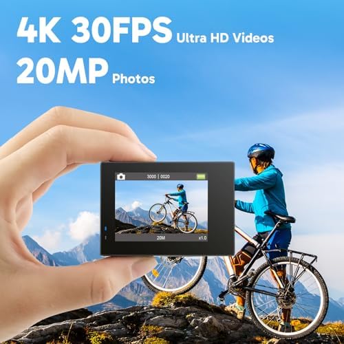AKASO Brave 4 Action Camera 4K 30fps with 64GB MicroSD U3 Card Bicycle Helmet Accessories Kit Bundle, 20MP Ultra HD 131FT Waterproof Underwater Camera EIS WiFi Remote Control 5X Zoom Sport Cameras : Electronics - Image 2