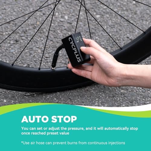 CYCPLUS AS2 PRO Tiny Bicycle Pump with Gauge, Max 120 PSI Electric Mini Pump, Auto Stop, with Presta and Schrader Valve for E-Bike, MTB, and Road Bike (2025 Updated Version) : Sports & Outdoors - Image 5